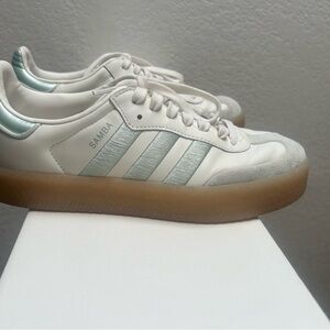 Adidas Samba White and Mint Sneakers